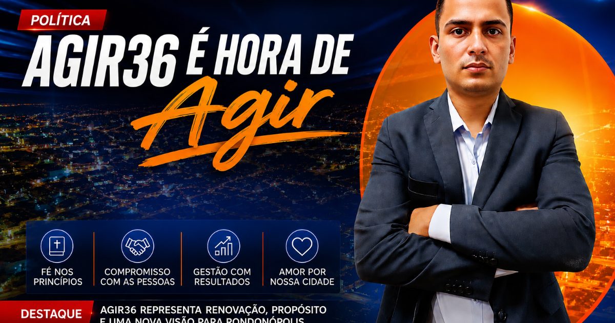 # AGIR 36 aposta em Bispo Jefferson Oliveira para presidir diretório municipal em Rondonópolis