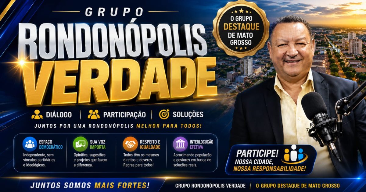 Grupo "Rondonópolis Verdade" fortalece participação cidadã e debate democrático nas redes sociais.